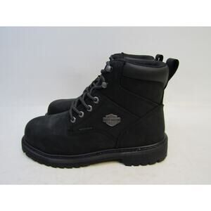 Harley Davidson Mens Size 10 M Black Nubuck Leather Lace Up Ankle 6" Shaft Boots